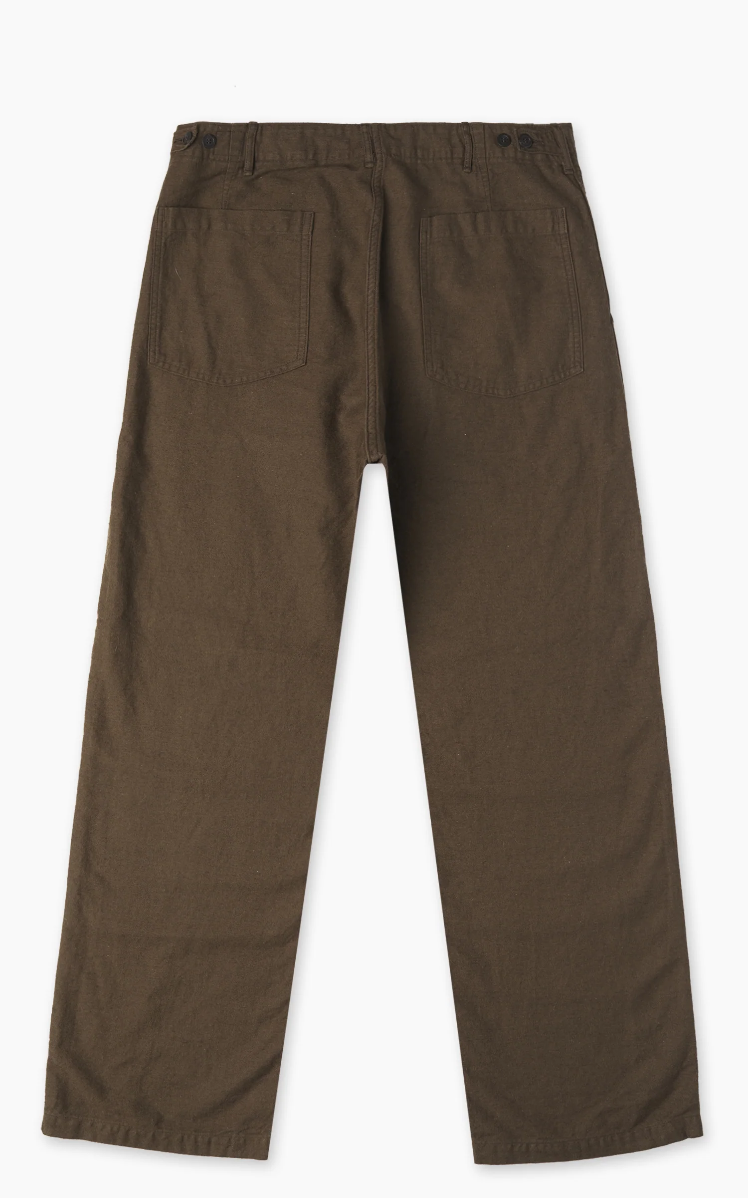 OrSlow Fatigue Pants Relax Fit Cotton Linen Moleskin Coffee Brown - Image 3