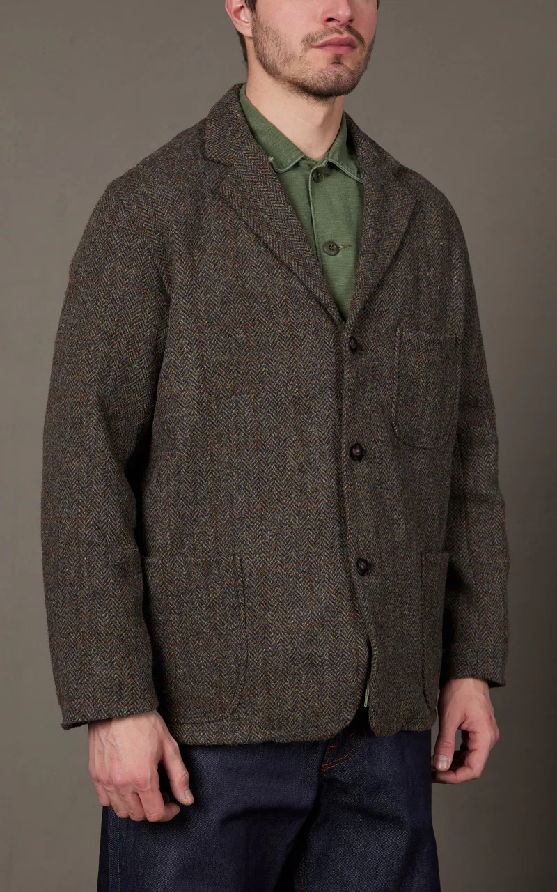 OrSlow Harris Tweed Jacket Green - Image 4