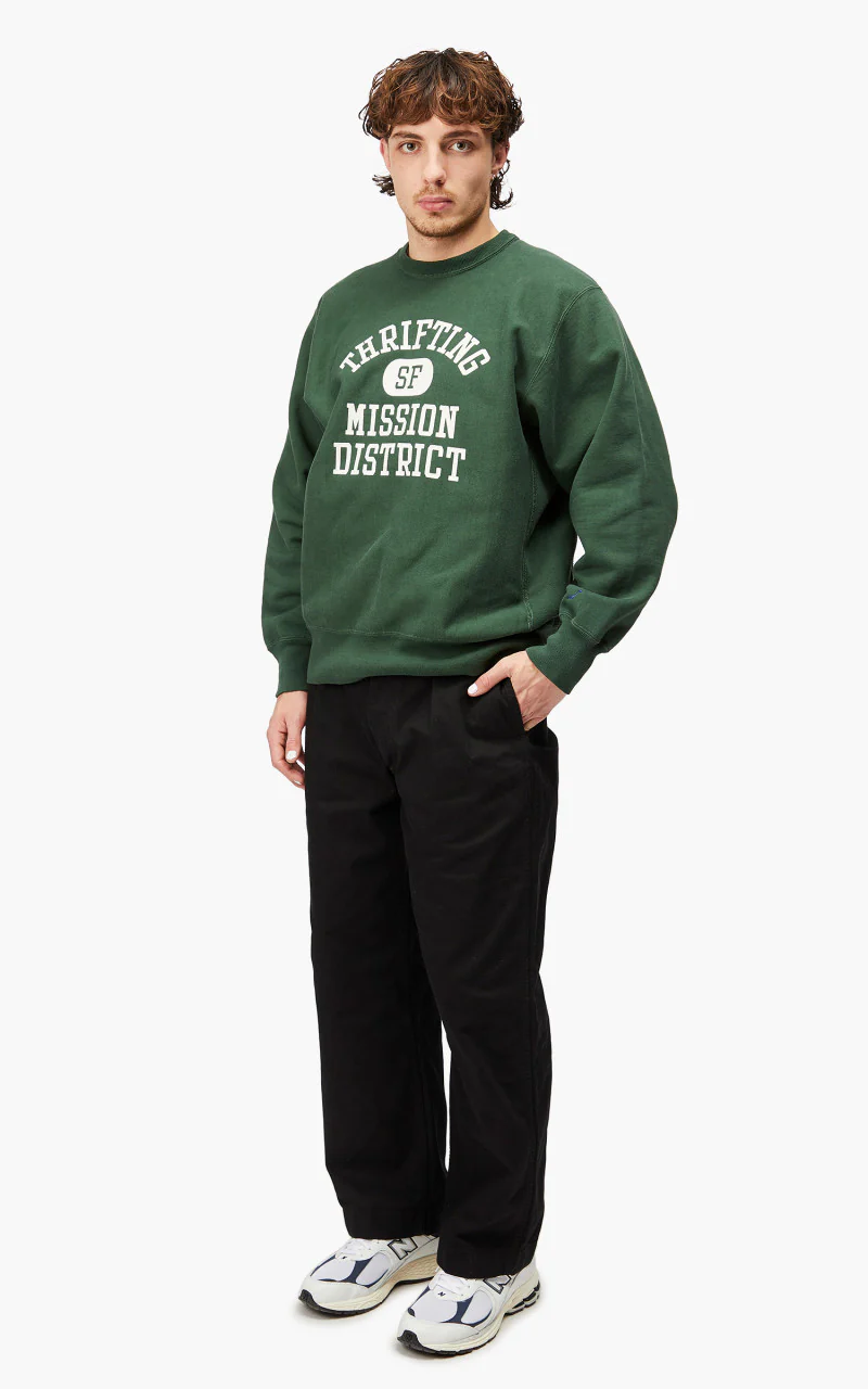 OrSlow Heavy Weight Vintage Crew Neck Sweater Green - Image 3