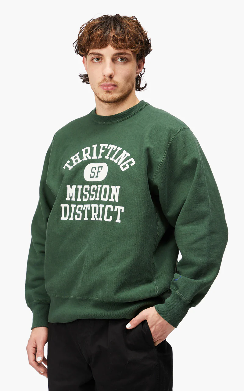 OrSlow Heavy Weight Vintage Crew Neck Sweater Green - Image 4