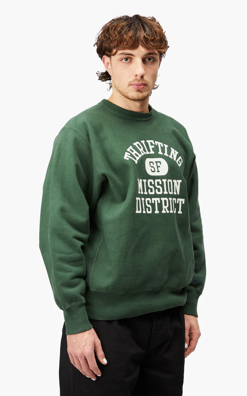 OrSlow Heavy Weight Vintage Crew Neck Sweater Green - Image 5