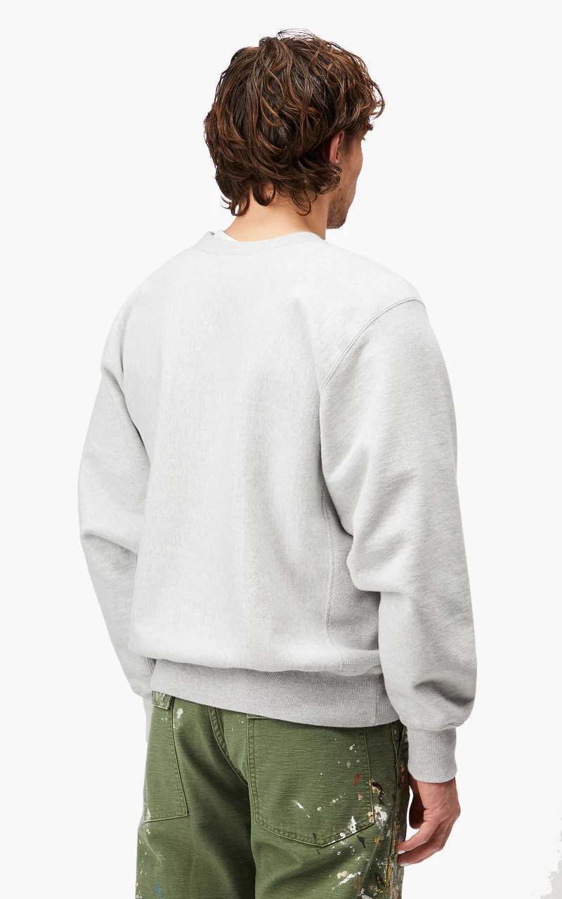 OrSlow Heavy Weight Vintage Crew Neck Sweater Light Grey - Image 6