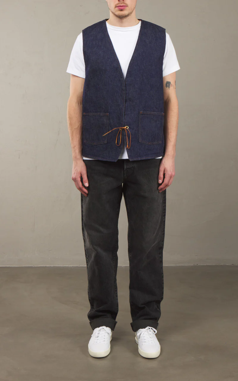 Hippie's Reversible Denim Vest Indigo One Wash - Image 2