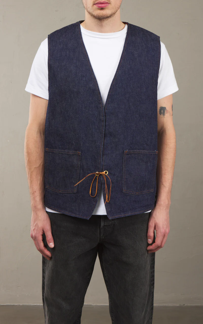 Hippie's Reversible Denim Vest Indigo One Wash - Image 5
