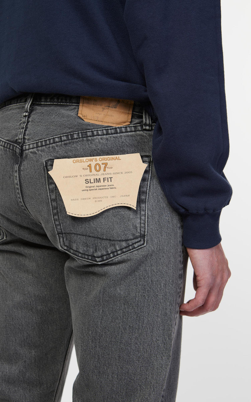 OrSlow Ivy Fit Jeans 107 Black Denim Bleached - Image 7