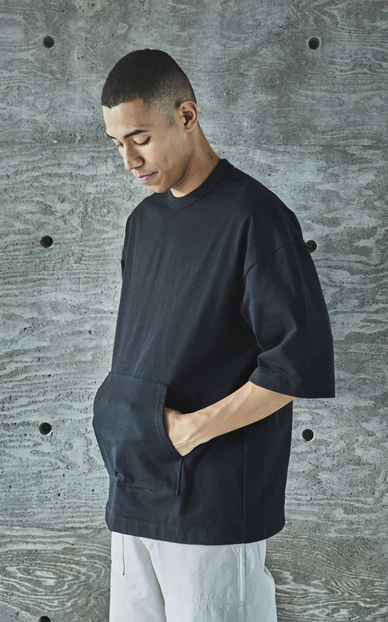 OrSlow Kangaroo Pocket 3/4 Sleeve T-Shirt Black - Image 2