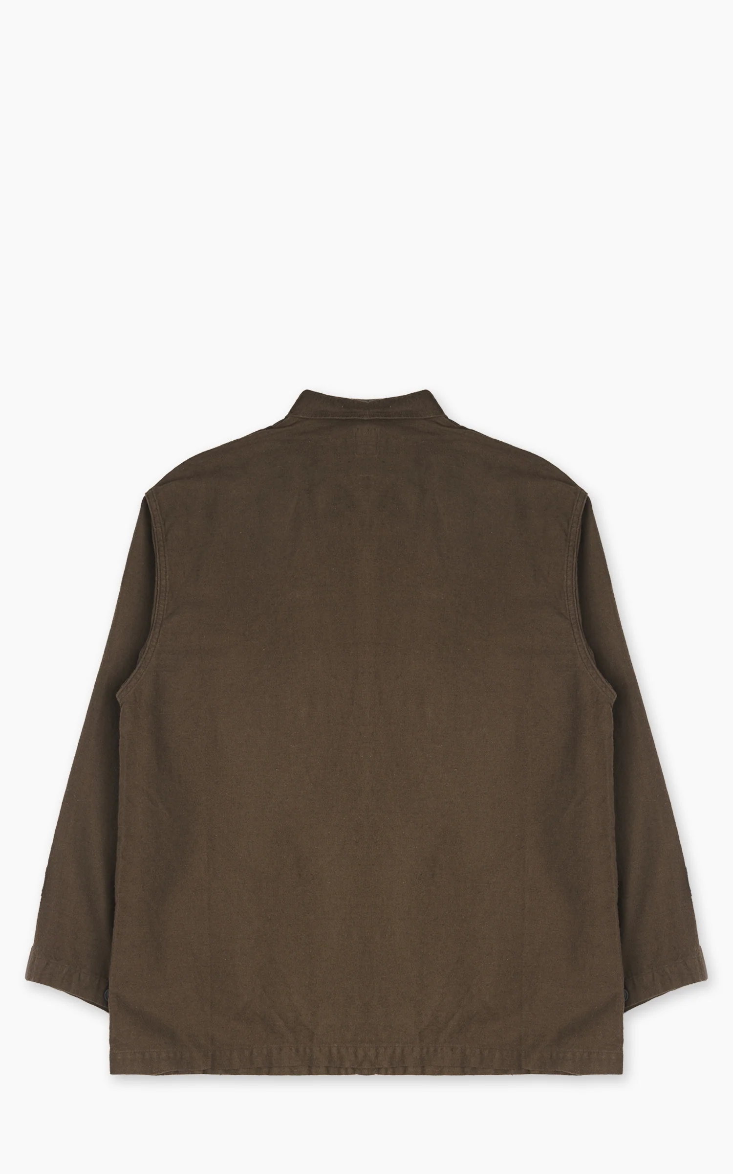 OrSlow Simple Work Jacket Relax Fit Cotton Linen Moleskin Coffee Brown - Image 3