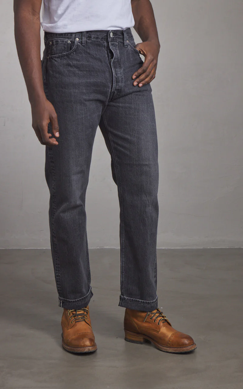 OrSlow Standard Fit Jeans 105 Black Denim Selvedge Stonewashed - Image 4