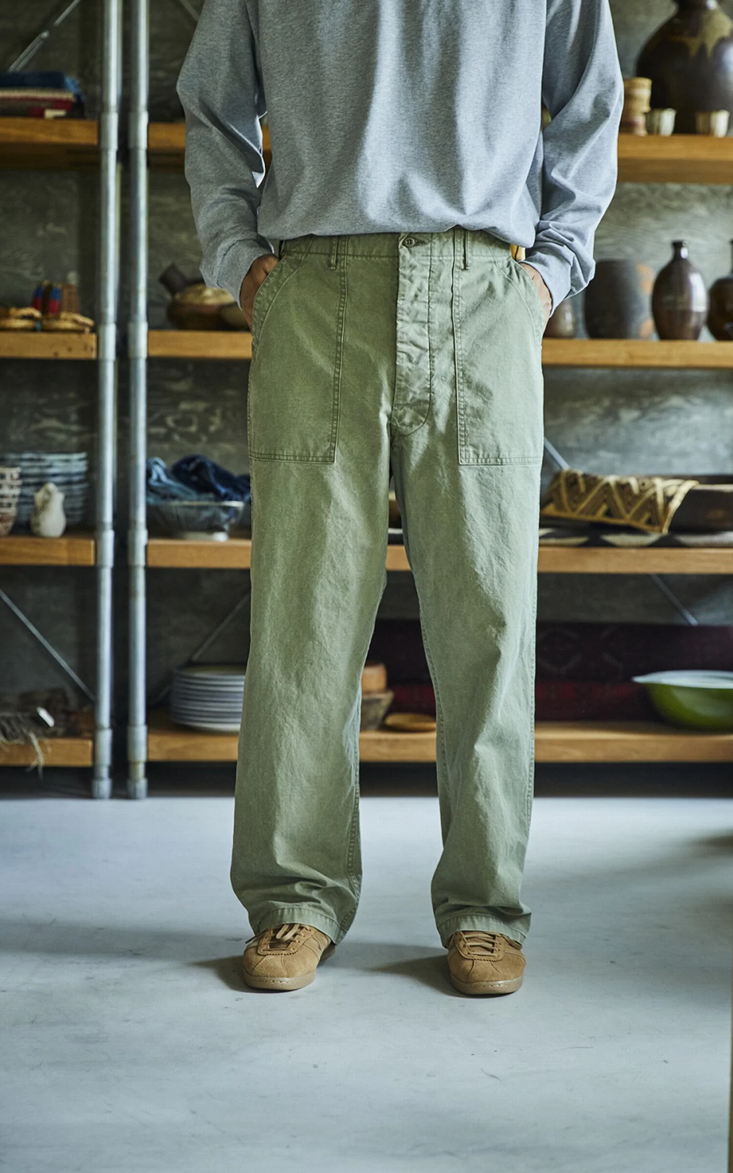 OrSlow Summer Fatigue Pants Cotton Olive - Image 2