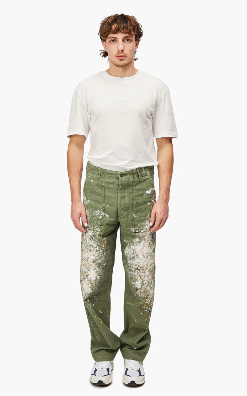 OrSlow US Army Fatigue Pants Green Used W/ Paint - Image 2