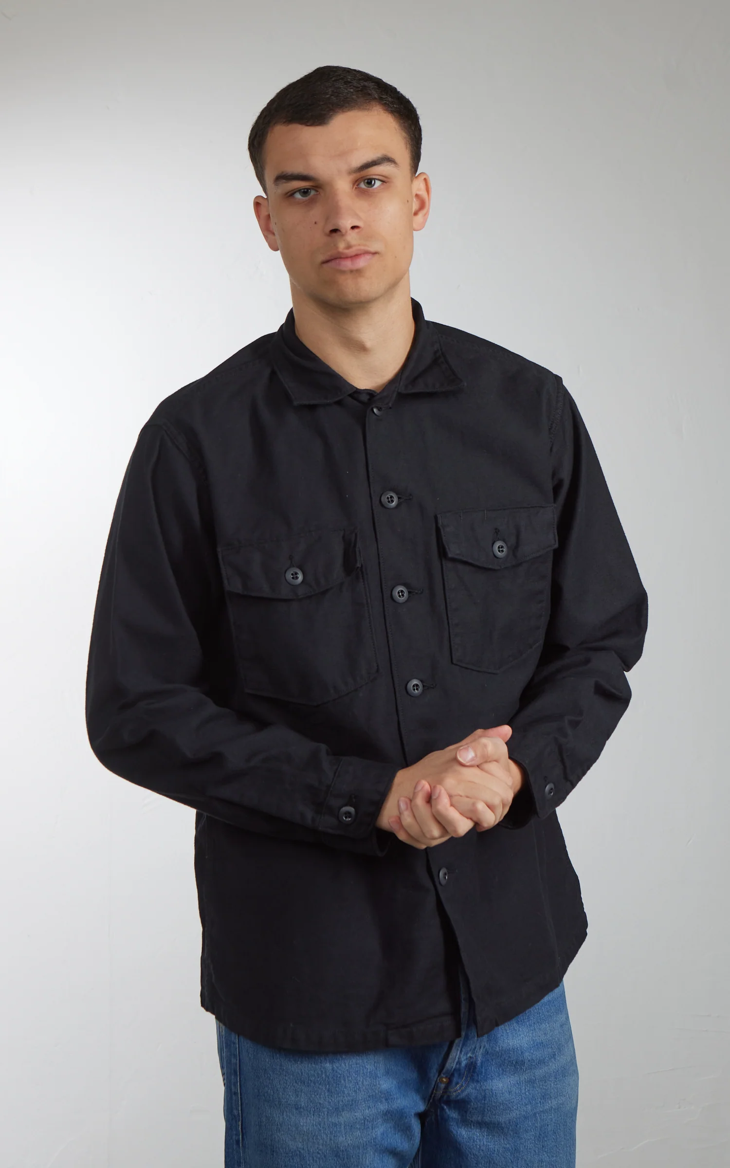 OrSlow US Army Fatigue Shirt Black - Image 4