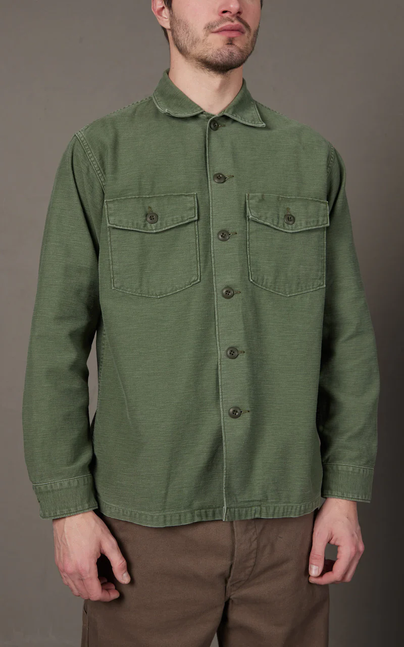 OrSlow US Army Fatigue Shirt Green Used Wash - Image 3