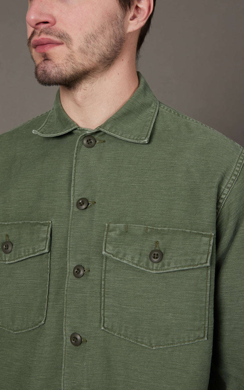 OrSlow US Army Fatigue Shirt Green Used Wash - Image 4