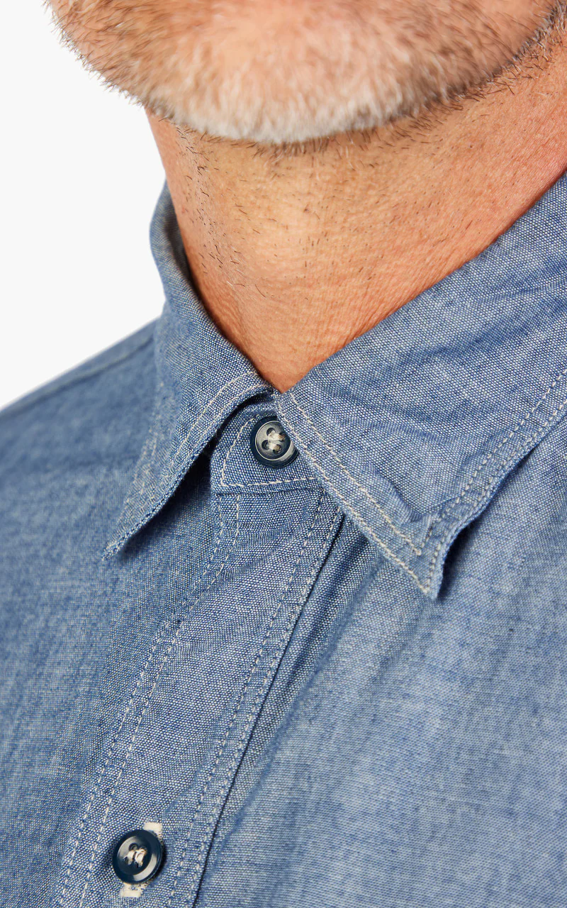 OrSlow Vintage Fit Chambray Work Shirt Blue - Image 3