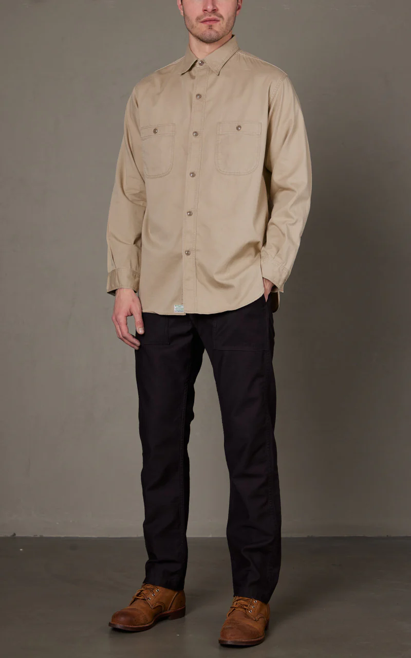 OrSlow Vintage Fit Work Shirt Beige - Image 2