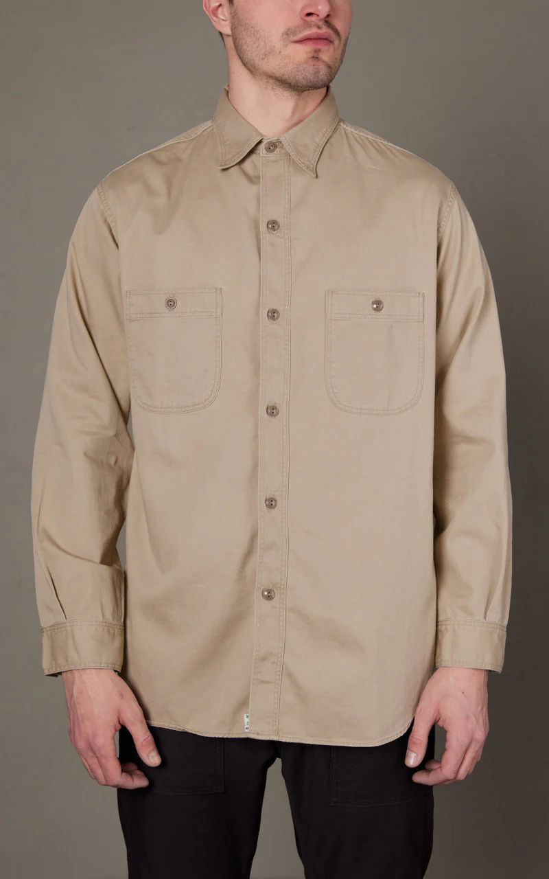 OrSlow Vintage Fit Work Shirt Beige - Image 4