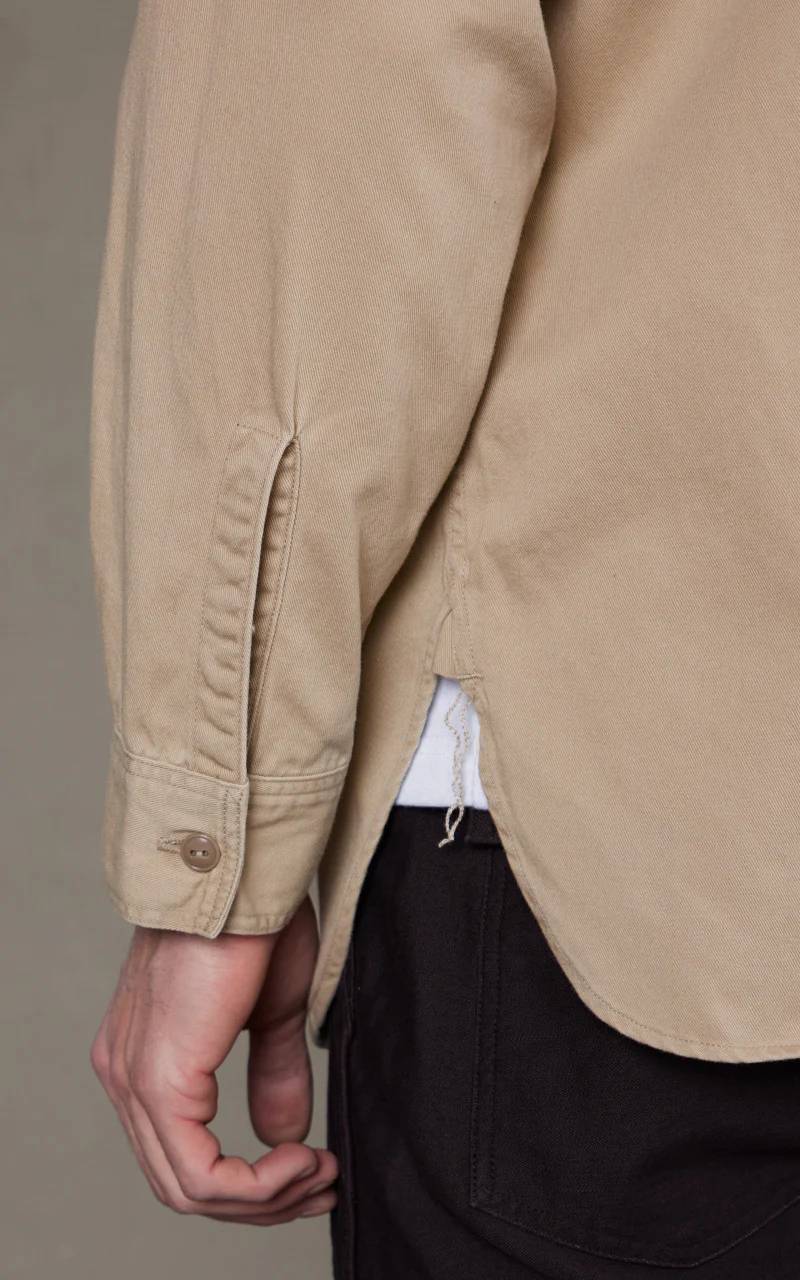 OrSlow Vintage Fit Work Shirt Beige - Image 7