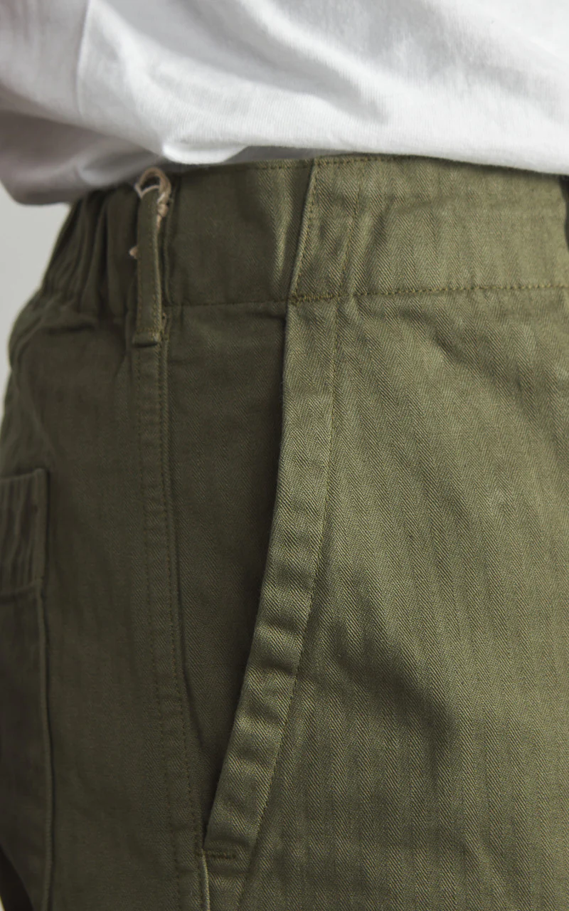 OrSlow Wide Fit French Work Pants Army Green - Image 4