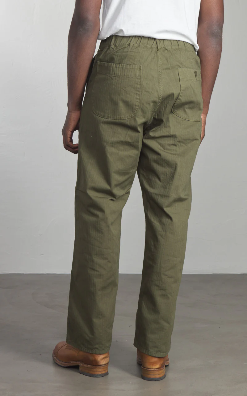 OrSlow Wide Fit French Work Pants Army Green - Image 5
