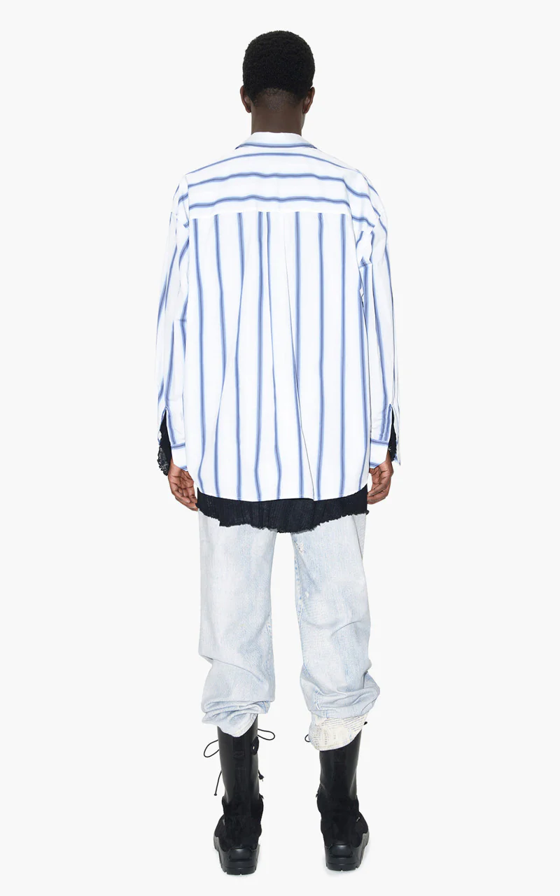 Our Legacy Borrowed Shirt Blue Crypto Stripe - Image 6