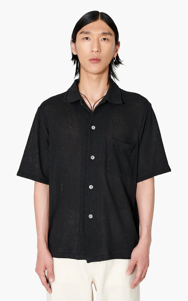 Our Legacy Box Shirt Short Sleeve Black Boucle - Image 2