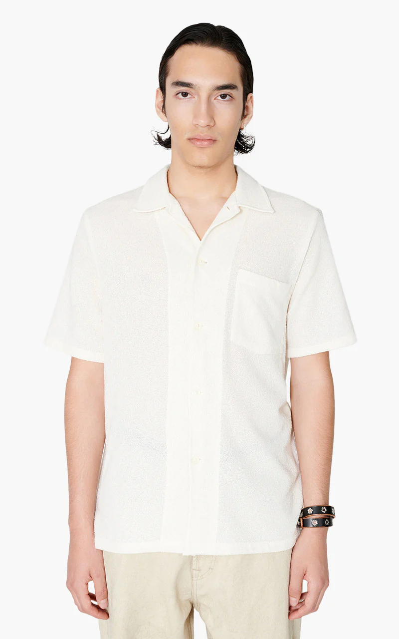 Our Legacy Box Shirt Short Sleeve White Boucle - Image 3