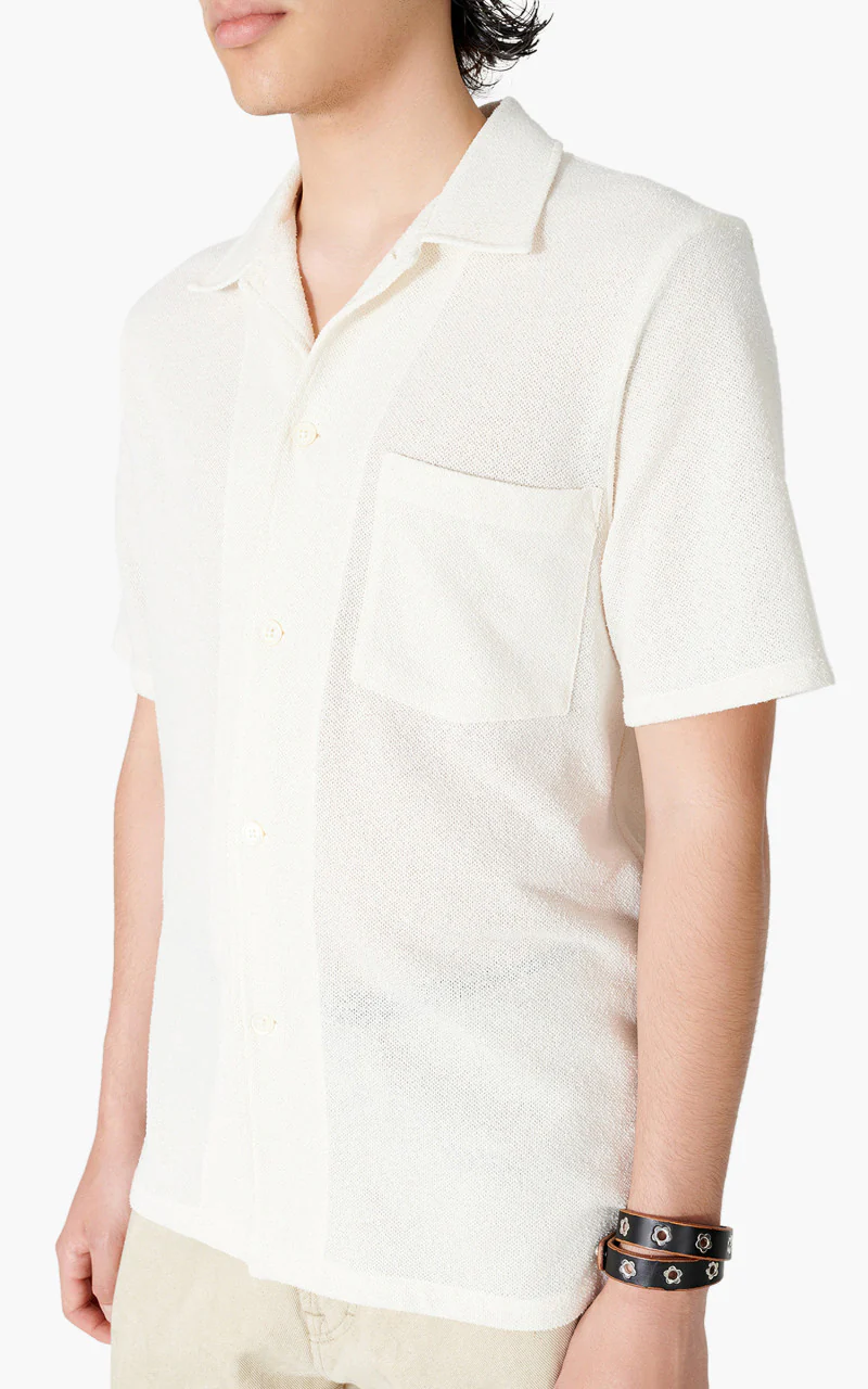 Our Legacy Box Shirt Short Sleeve White Boucle - Image 4