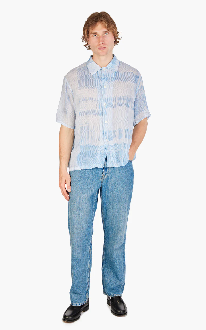 Our Legacy Box Shirt Shortsleeve Blue Brush Stroke Print - Image 2
