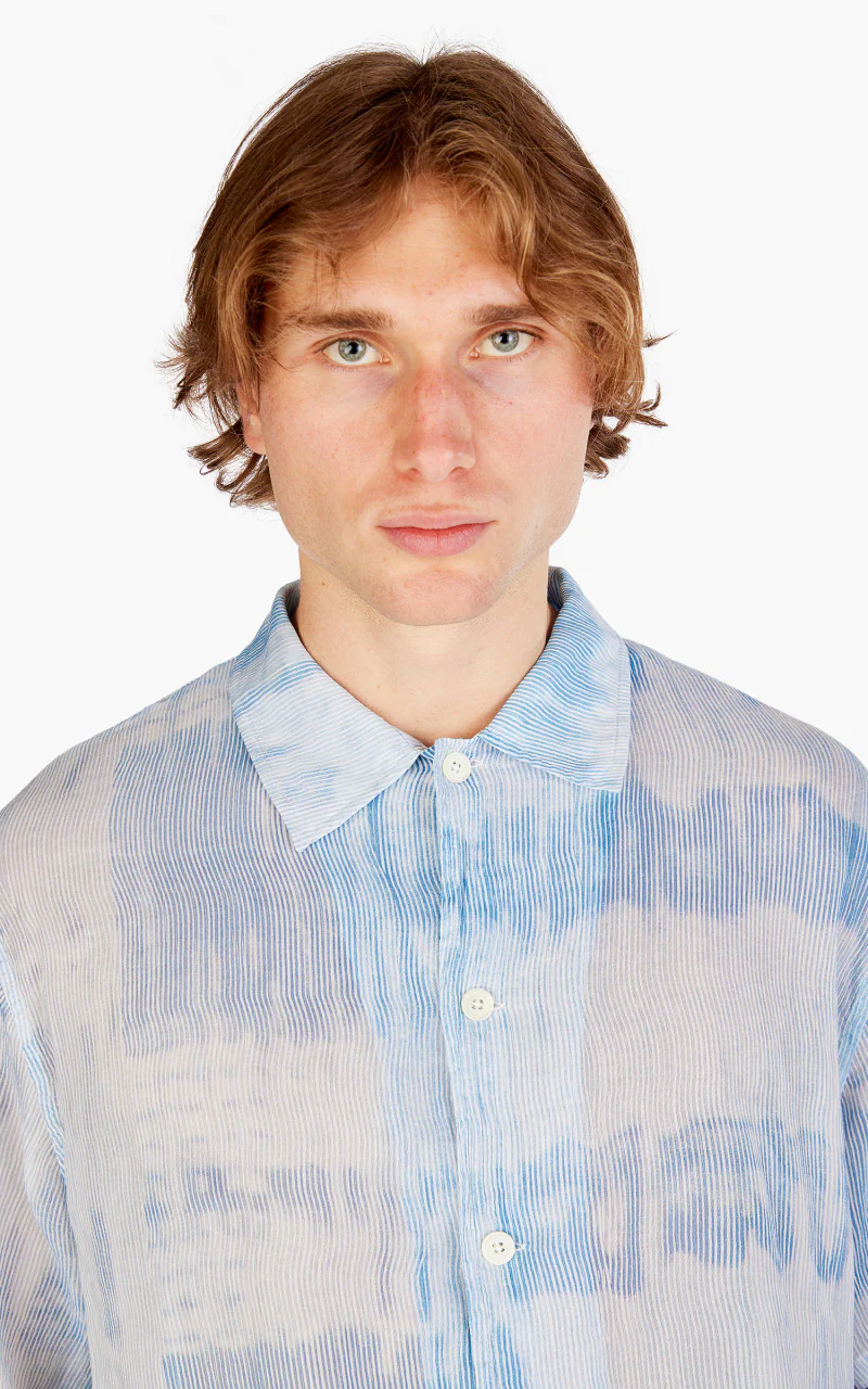 Our Legacy Box Shirt Shortsleeve Blue Brush Stroke Print - Image 5