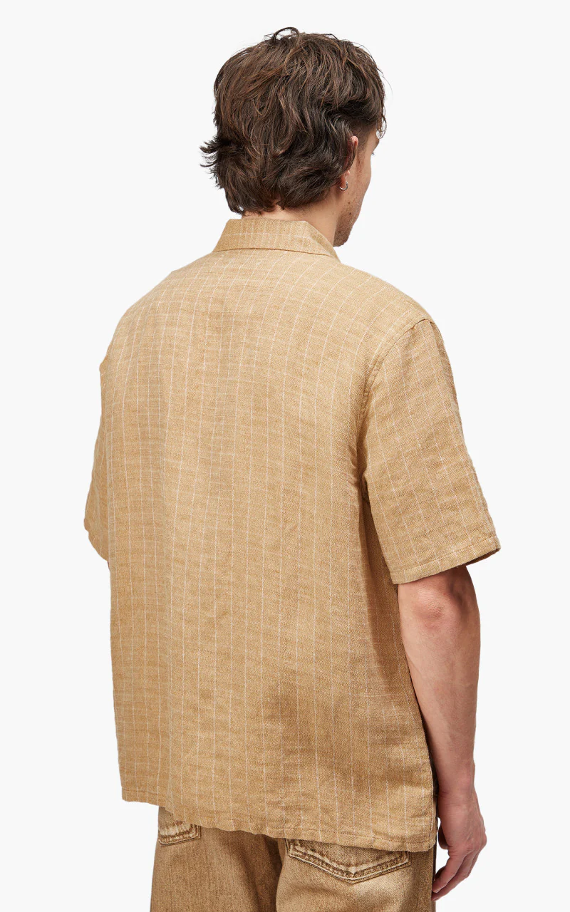 Our Legacy Elder Shirt Shortsleeve Oat Texan Pinstripe - Image 5