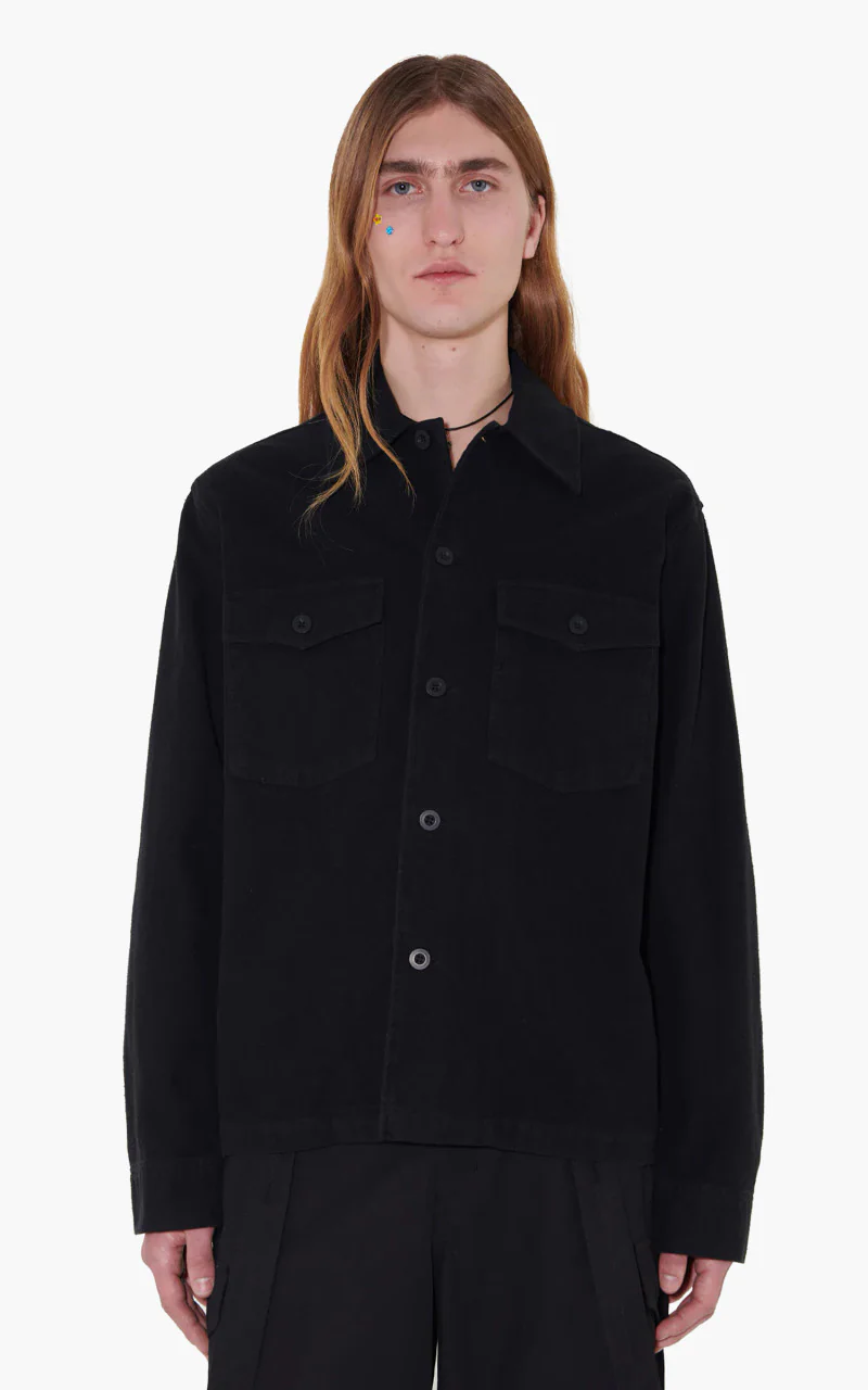 Our Legacy Evening Coach Jacket Black Brushed Cotton - Image 7