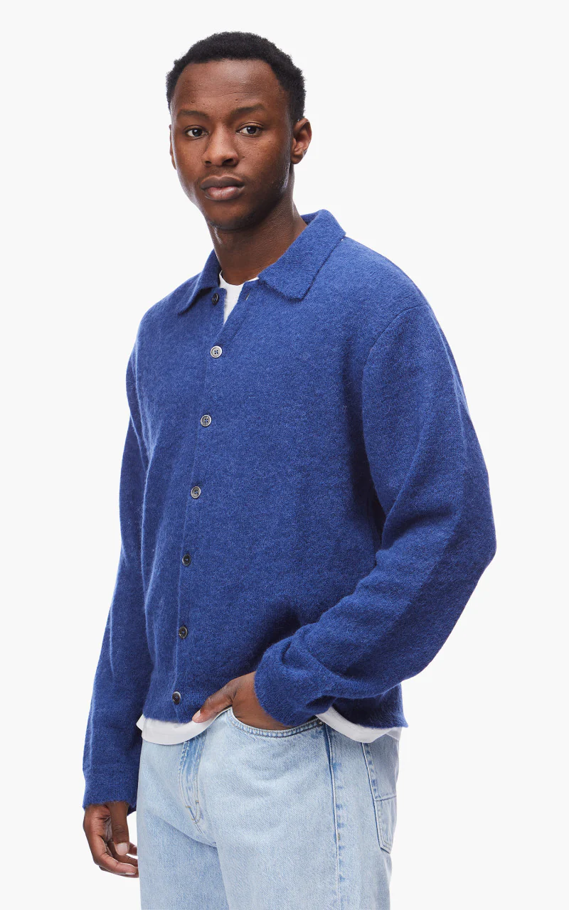 Our Legacy Evening Polo Fuzzy Alpaca Royal Blue - Image 4