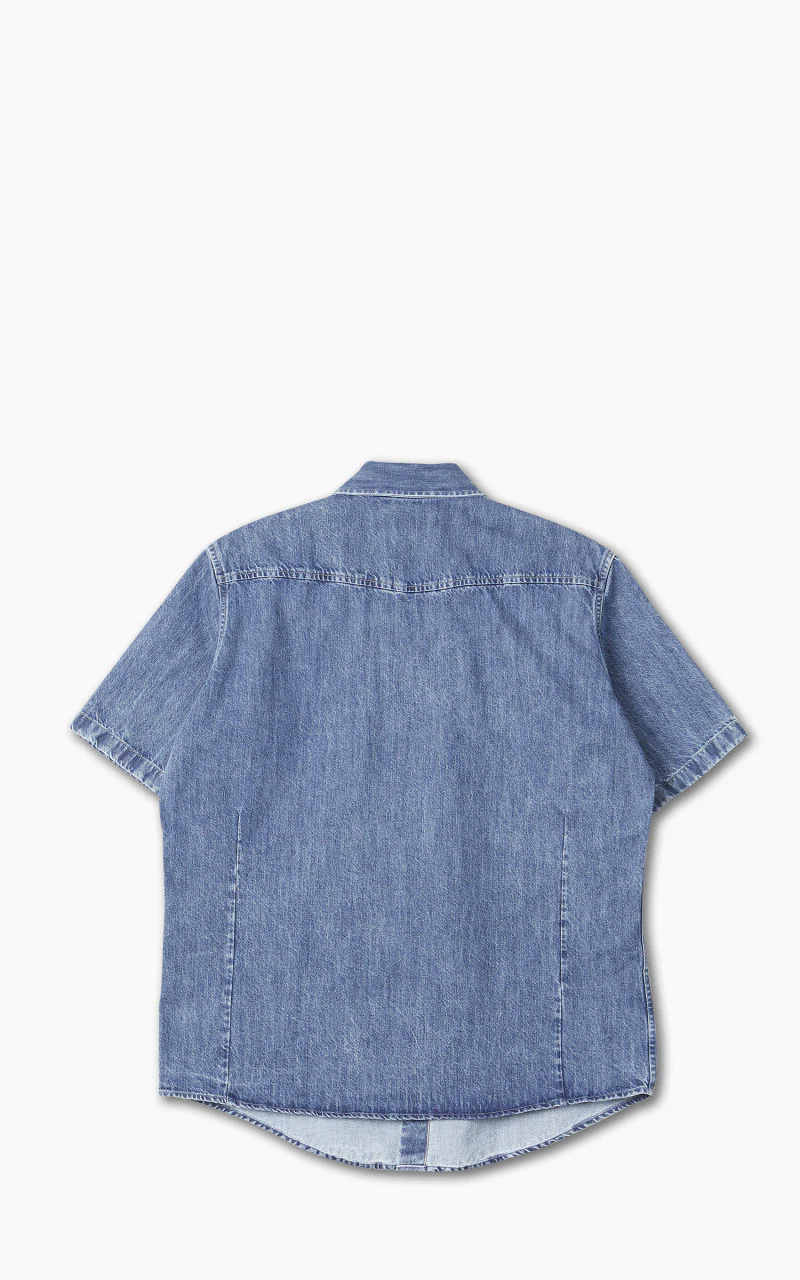 Our Legacy Frontier Shortsleeve Shirt Western Blue Denim - Image 3