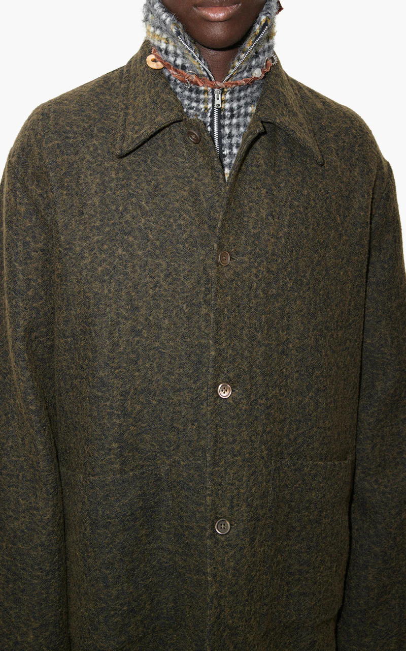 Our Legacy Haven Jacket Black/Moss Fuzz Wool - Image 3