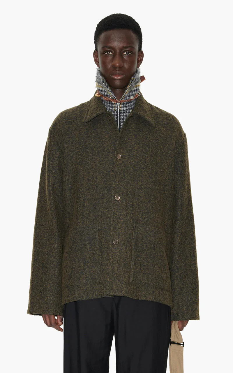 Our Legacy Haven Jacket Black/Moss Fuzz Wool - Image 4