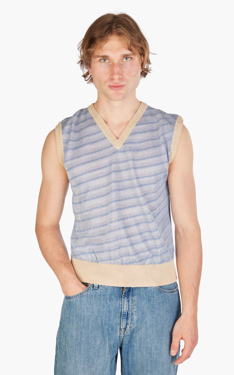 Our Legacy Knitted Vest Cartoon Static Stripe - Image 4