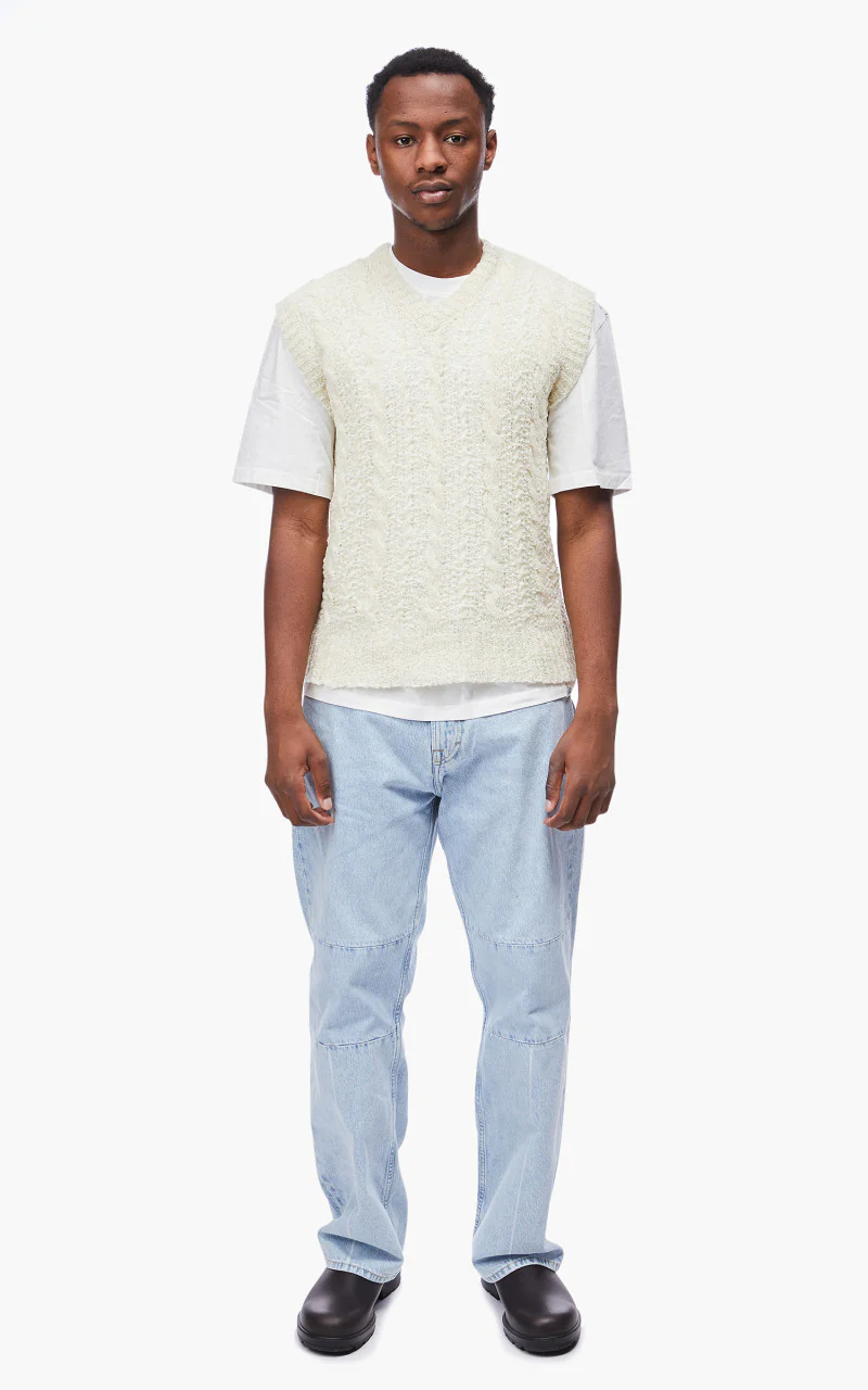 Our Legacy Knitted Vest Sheer Cable White - Image 2