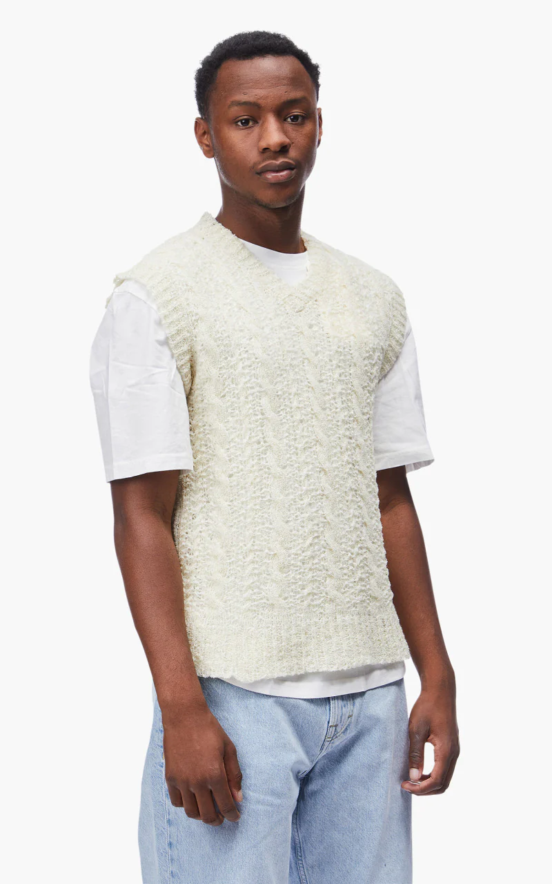 Our Legacy Knitted Vest Sheer Cable White - Image 6