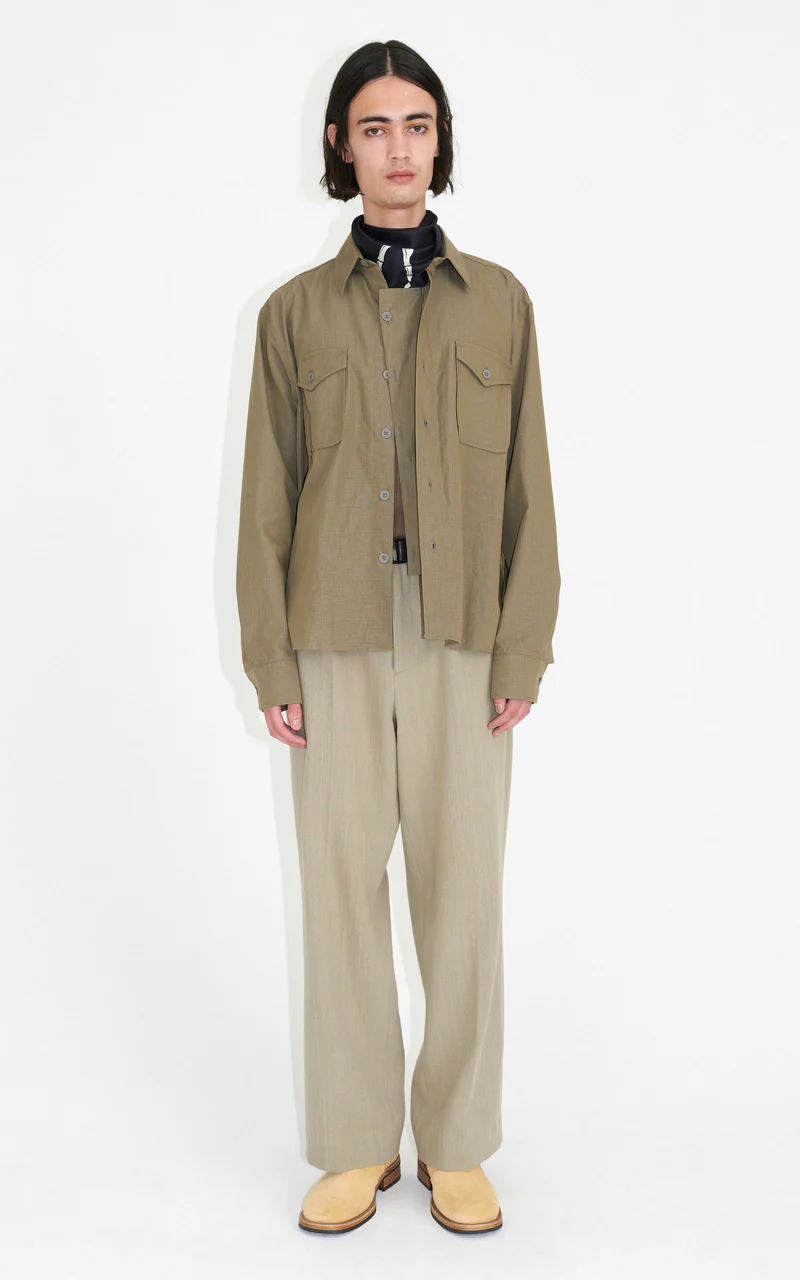 Our Legacy Military Base Shirt Army Green Cotton Ripstop - Image 2