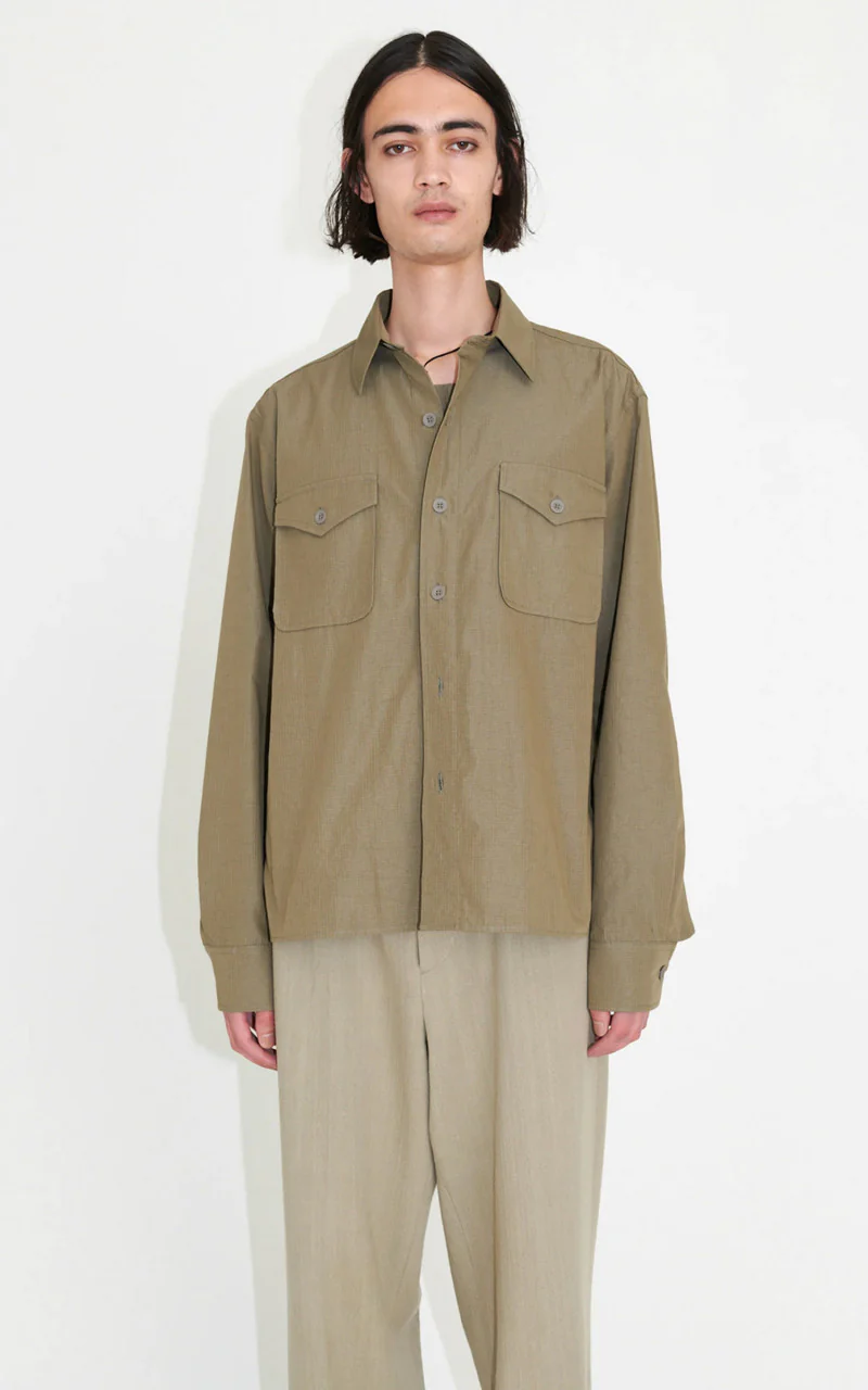 Our Legacy Military Base Shirt Army Green Cotton Ripstop - Image 3