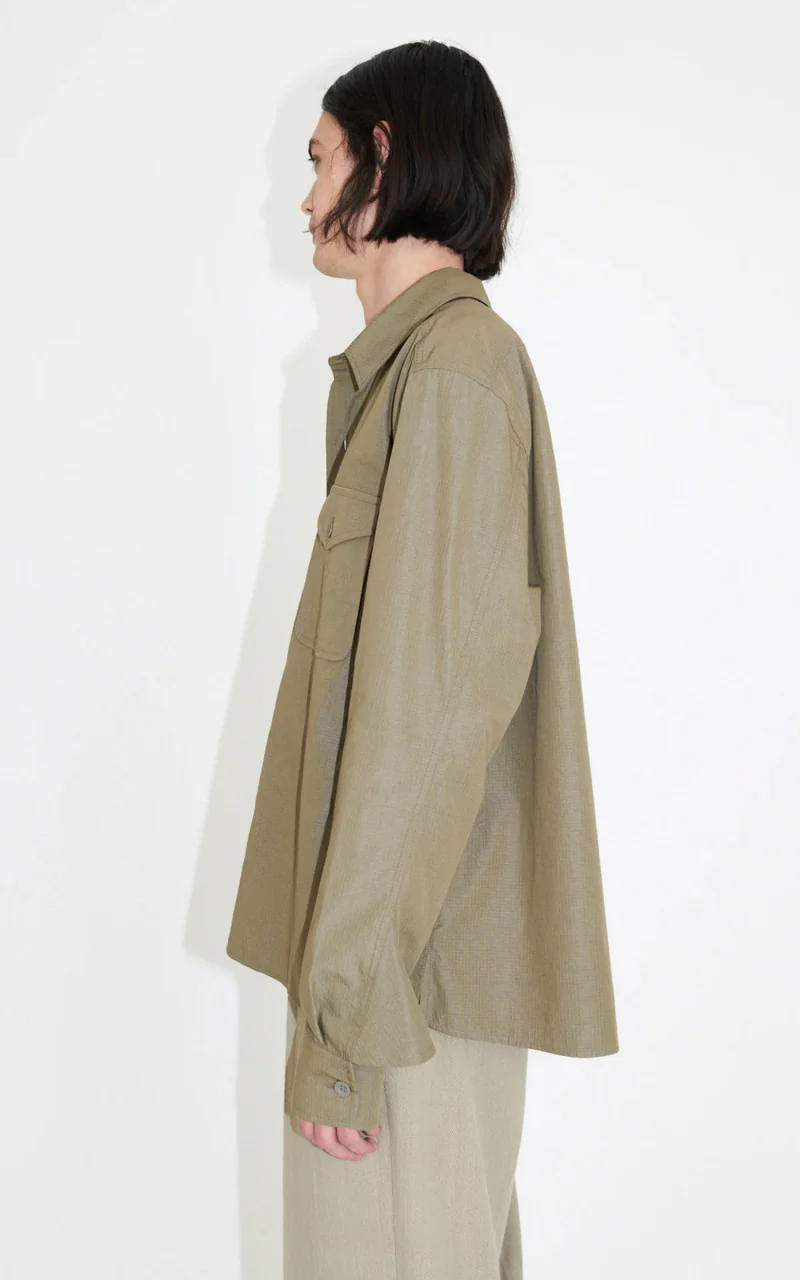 Our Legacy Military Base Shirt Army Green Cotton Ripstop - Image 5