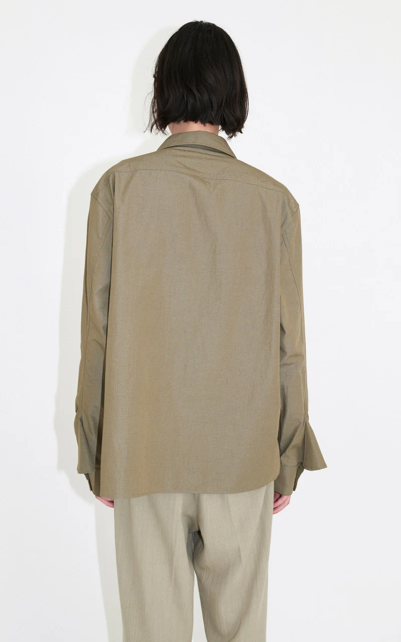 Our Legacy Military Base Shirt Army Green Cotton Ripstop - Image 6