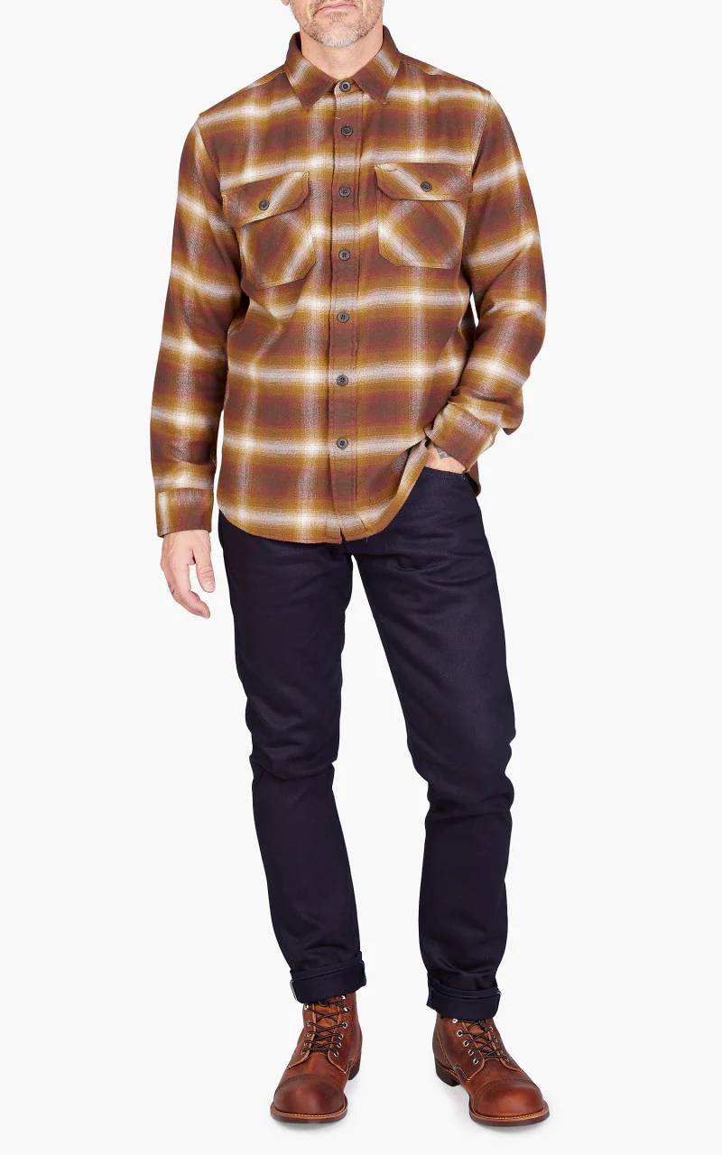 Pendleton Burnside Flannel Shirt Brown/Ochre/Ecru Plaid - Image 2