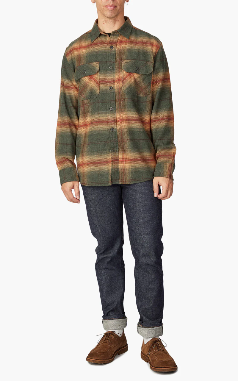 Pendleton Burnside Flannel Shirt Dark Olive/Gold/Red Plaid - Image 2