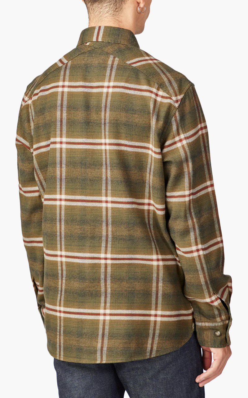 Pendleton Fremont Flannel Shirt Dark Olive/Tan/Red Plaid - Image 5