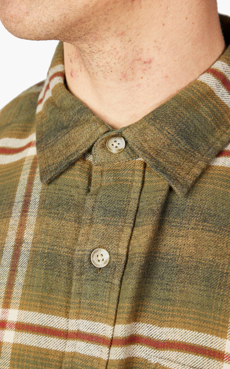 Pendleton Fremont Flannel Shirt Dark Olive/Tan/Red Plaid - Image 6