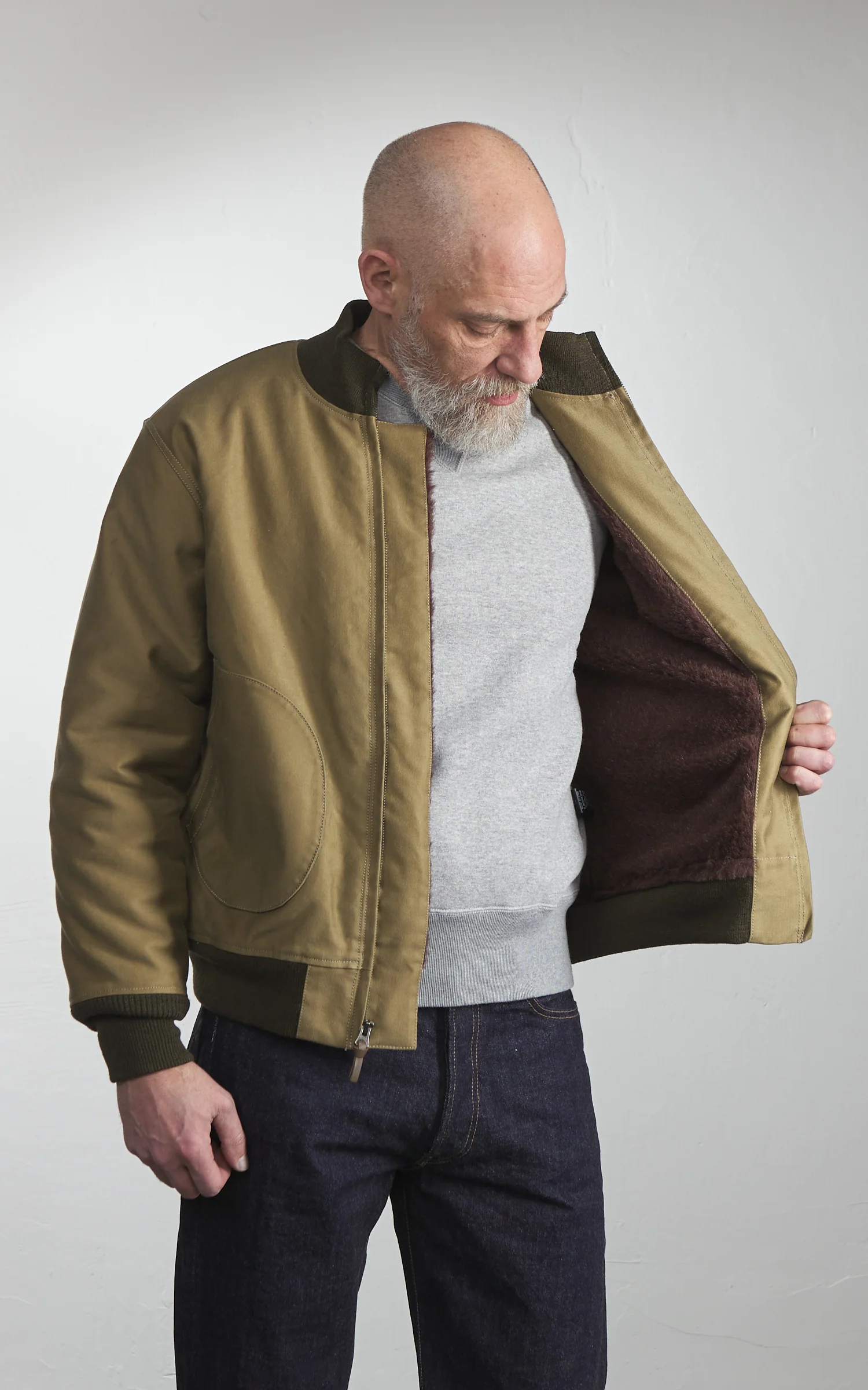 Pherrow's 25W-P1168DJ Deck Jacket Alpaca Faded Khaki - Image 5