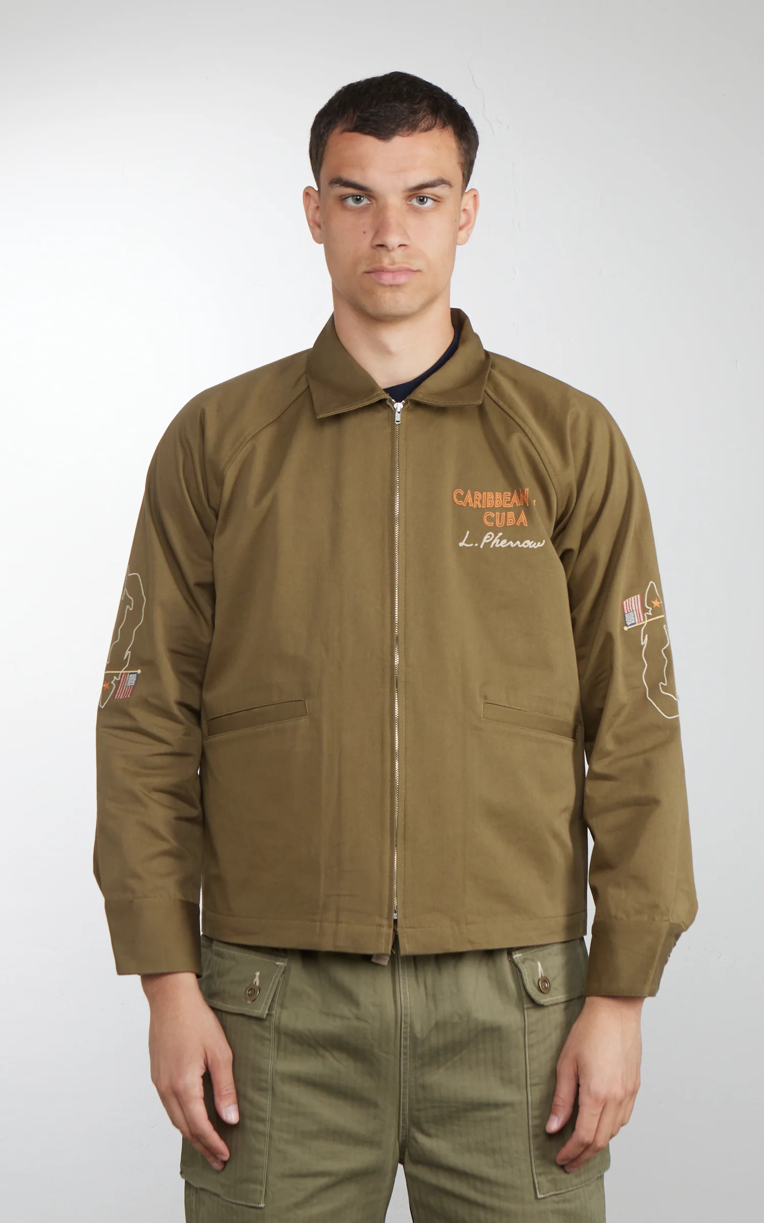 Pherrow's 26S-PVSJ1 Cuban Souvenir Jacket Olive - Image 2