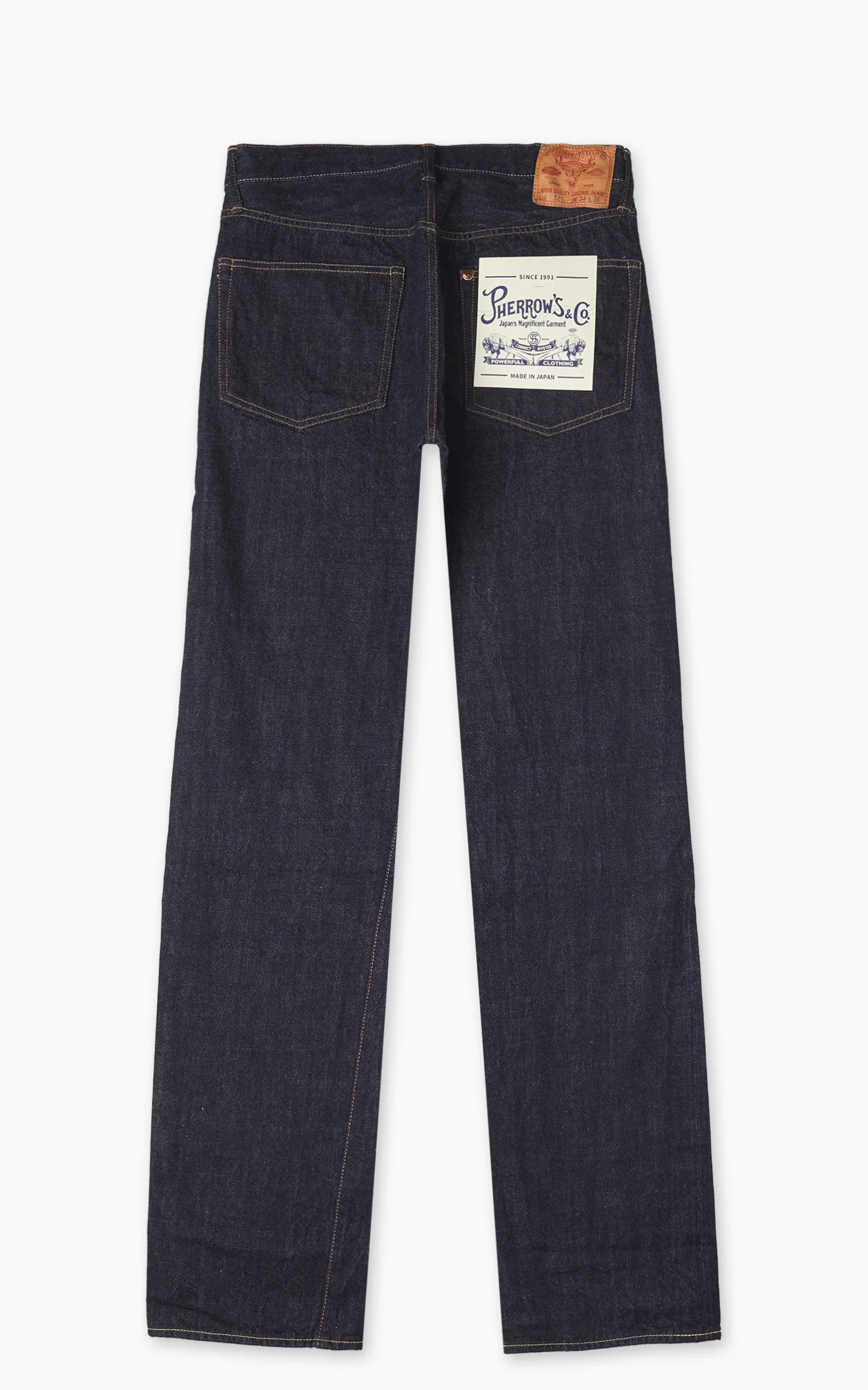 Pherrow's 521SW Straight Selvedge Jeans Indigo - Image 3