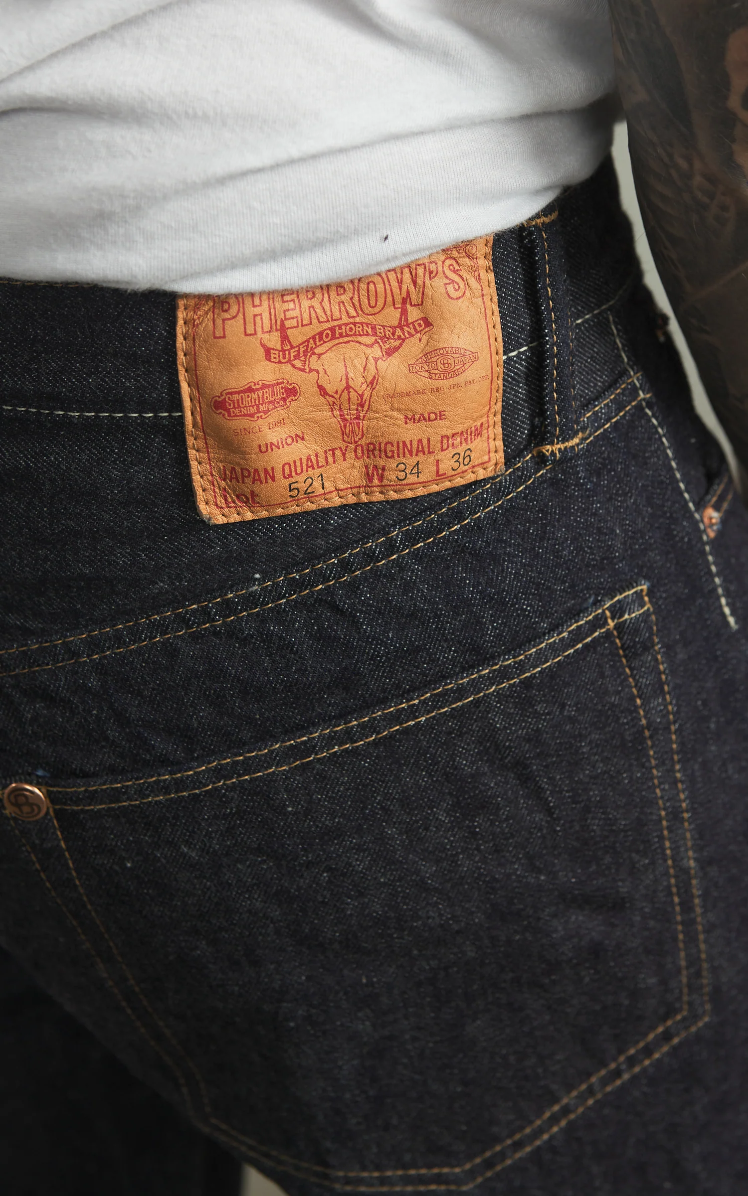 Pherrow's 521SW Straight Selvedge Jeans Indigo - Image 6